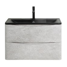 BelBagno Тумба с раковиной ACQUA 100 см, подвесная Cemento Verona Grigio, чёрная раковина