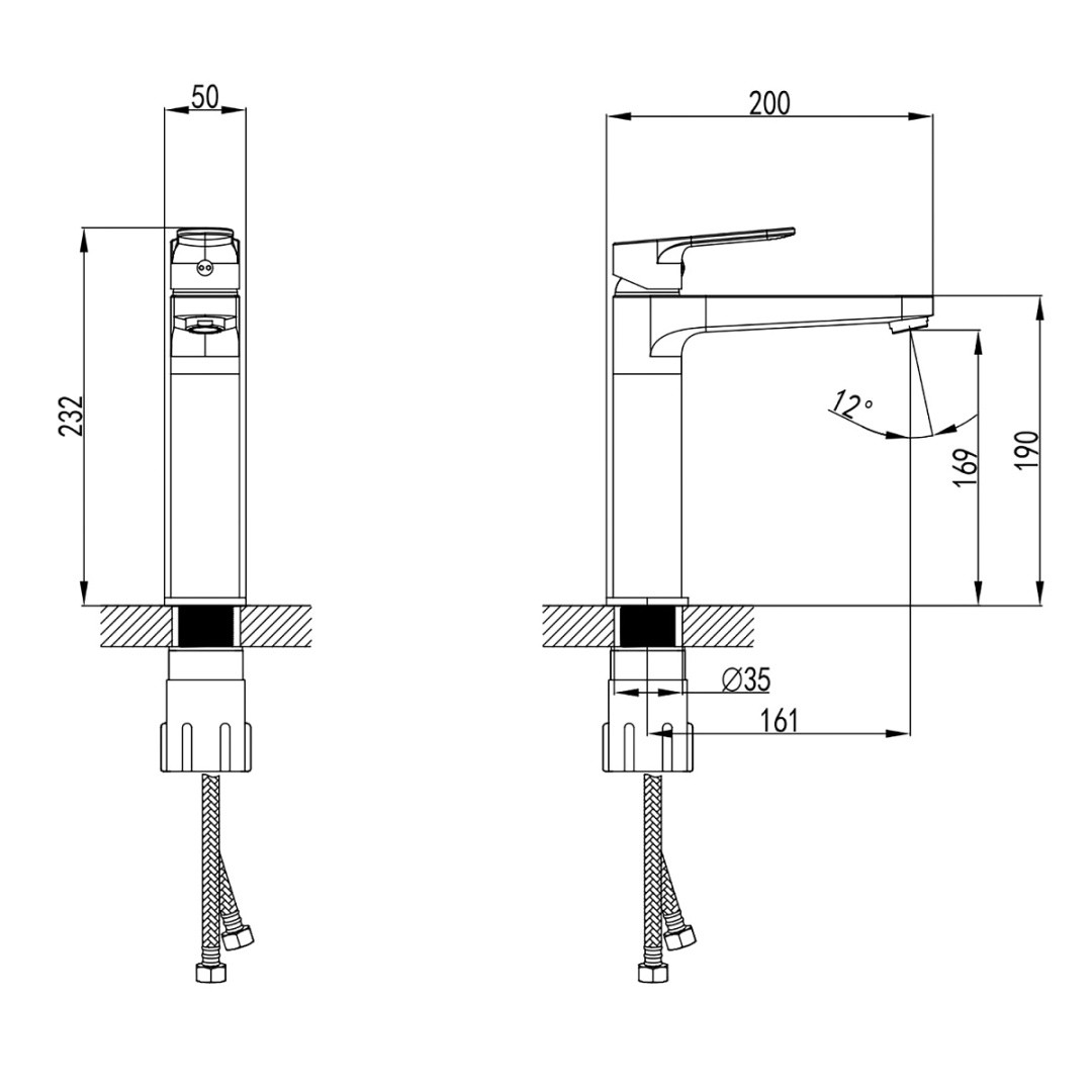 Приобрести смеситель для раковины azario elvis 232 мм, высокий, хром az-wwk168x55c