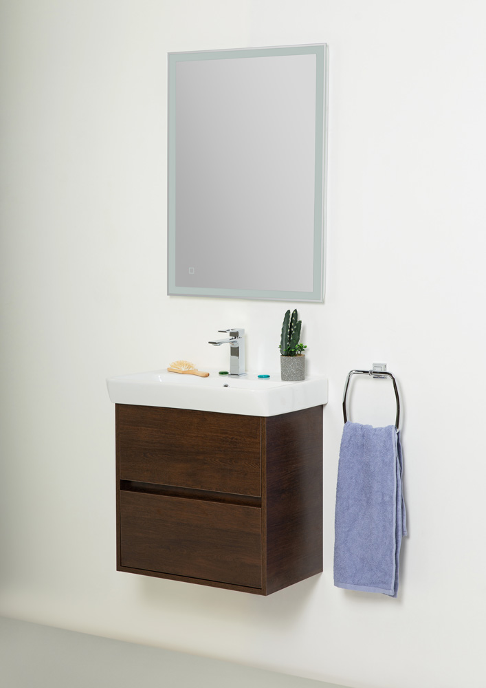 Приобрести belbagno тумба с раковиной neon 50 см, подвесная rovere scuro, белая раковина