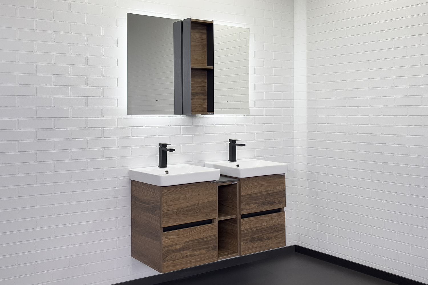 Приобрести сomforty тумба с двумя раковинами дартфорд-110 дуб тёмно-коричневый