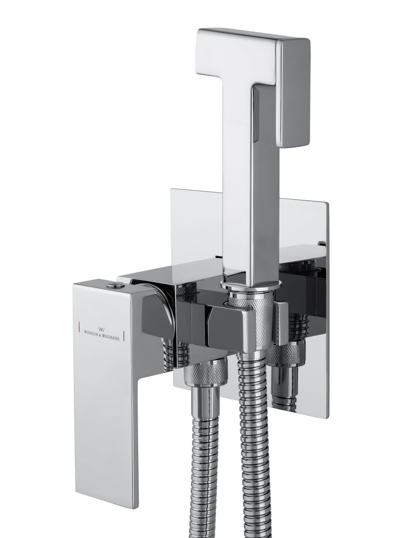 Приобрести смеситель с гигиеническим душем встраиваемый wonzon & woghand cube, хром (ww-88829016-cr)