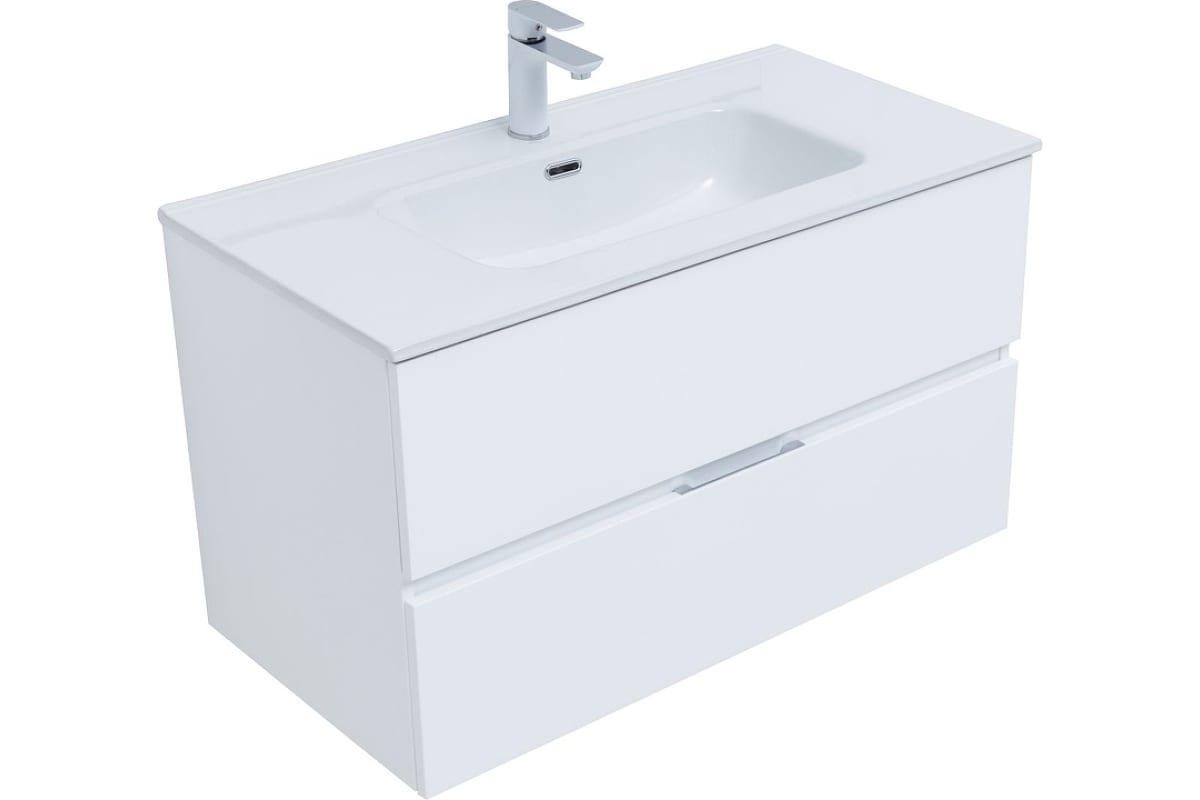 Приобрести aquanet тумба с раковиной алвита new 90 см, 2 ящика, белая матовая