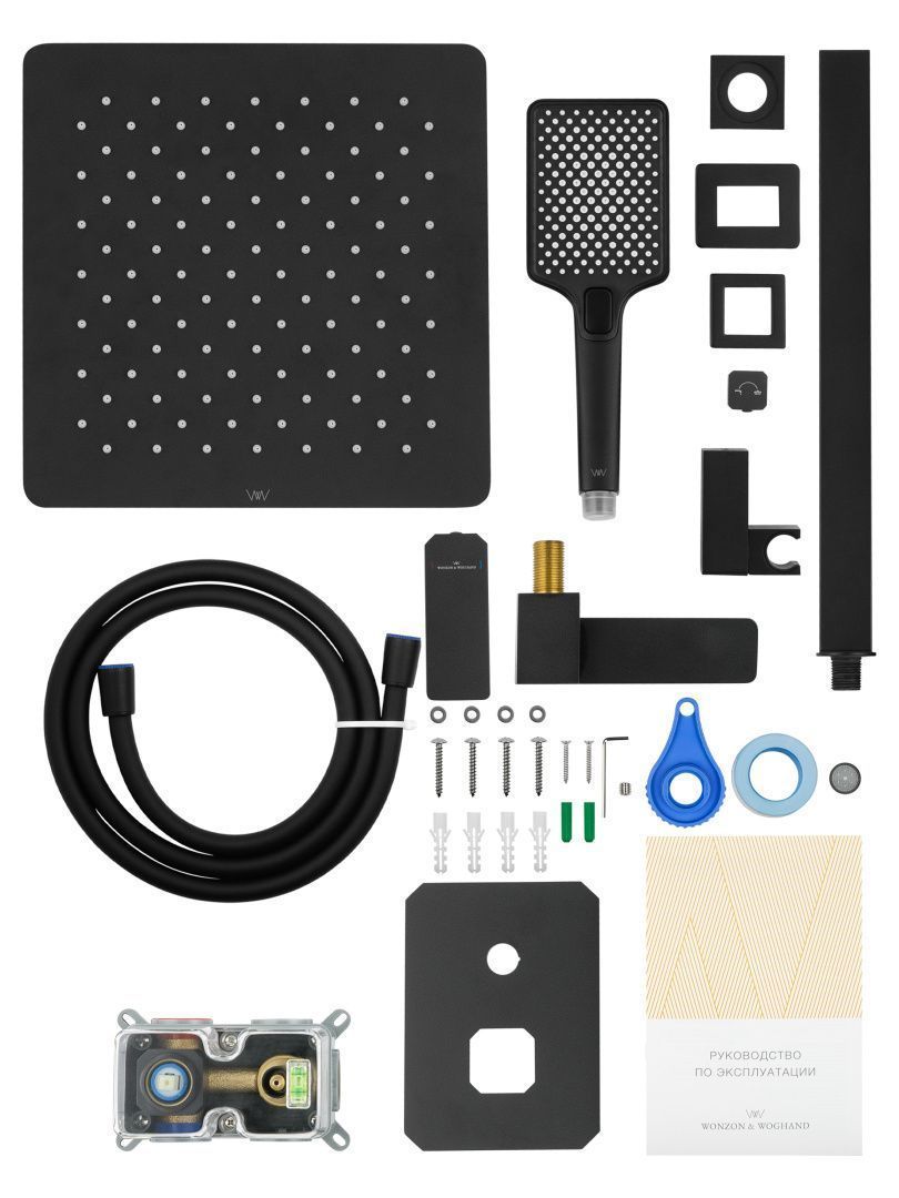 Приобрести душевая система встраиваемая wonzon & woghand diamond, черный матовый (ww-88939011-mb)