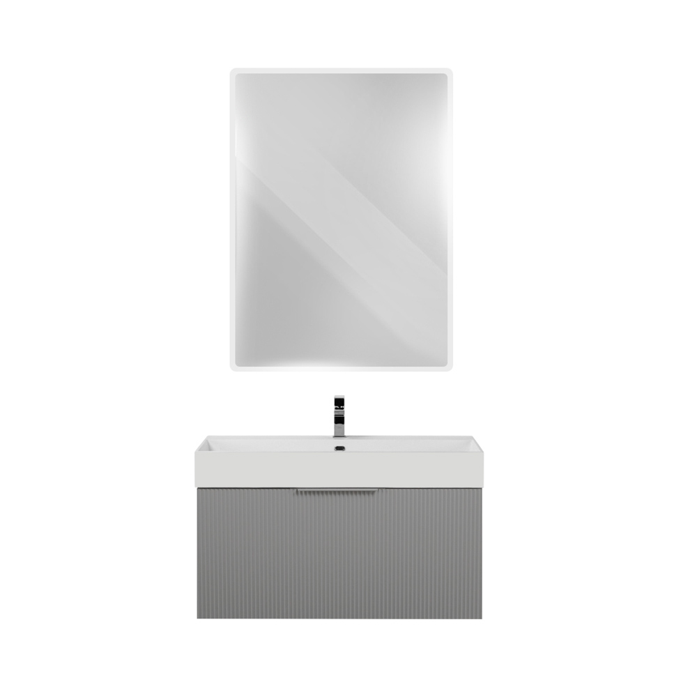 Приобрести cezares тумба подвесная с раковиной premium 90 см plisse grigio nuvola, серая 55444