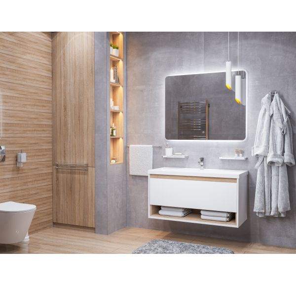 Приобрести mirsant тумба подвесная scandy 100 см с раковиной style 100 ут000080933