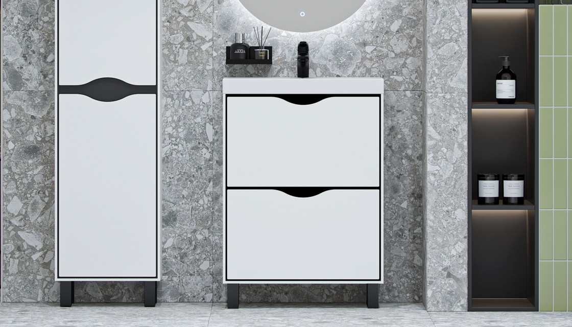 Приобрести тумба напольная с раковиной velvex rigli 60 см белый/графит tnrig.60.2y-21.631.231