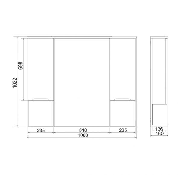 Приобрести mirsant зеркало шкаф soho, с двумя ящиками 100см.
