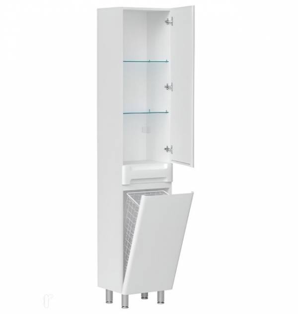 Приобрести equil пенал напольный nice 40 см, с бельевой корзиной, белый матовый pnnice40.kz-05