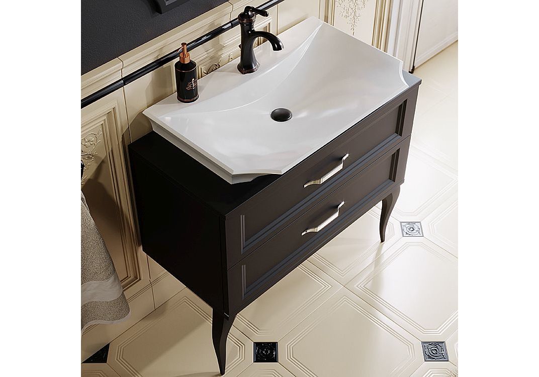 Приобрести тумба напольная с раковиной aqwella la donna 85 см lad0108blk, черный