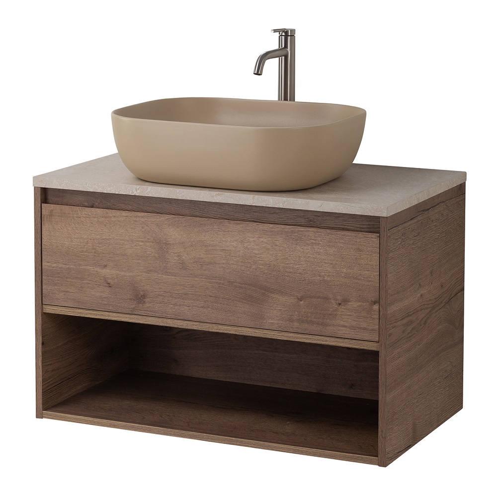 Приобрести belbagno тумба со столешницей kraft 80 см с ящиком и полкой, подвесная rovere tabacco