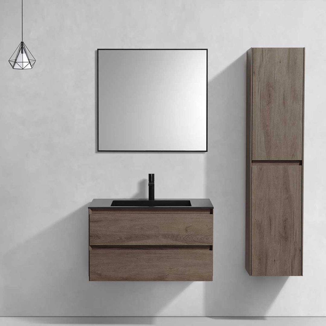 Приобрести vincea тумба подвесная luka 80 см, дуб темный с черной раковиной vmc-2l800ro;vcb-13800b