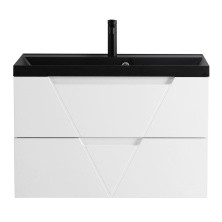 BelBagno Тумба с раковиной VITTORIA 80 см, подвесная Bianco Lucido-P, чёрная раковина