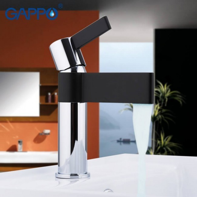 Приобрести gappo смеситель для раковины g1081, черный\хром 92568