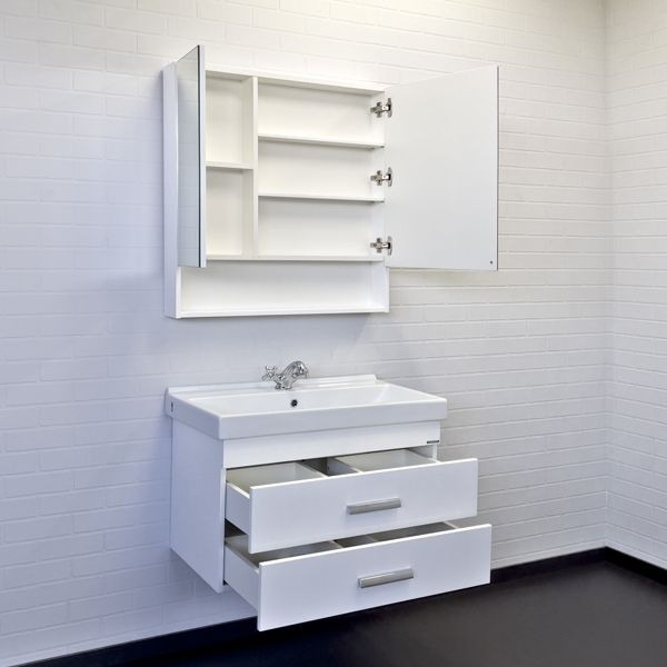 Приобрести сomforty тумба с раковиной никосия-80п белый глянец