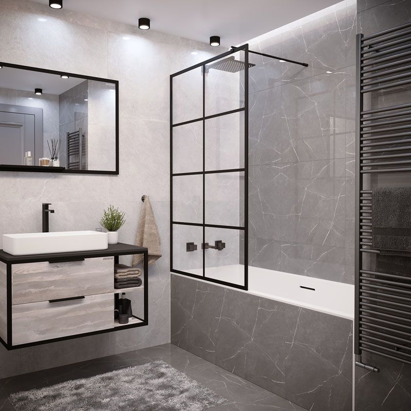 Приобрести grossman шторка для ванны 80х150 см, черная/прозрачное gr-10580black