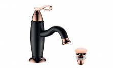 LEMARK Смеситель для раковины Prime с донным клапаном, черный\золото LM6106BRG