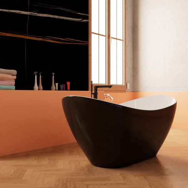 Приобрести frank акриловая ванна f6107 white/black,170х75 см, отдельностоящая