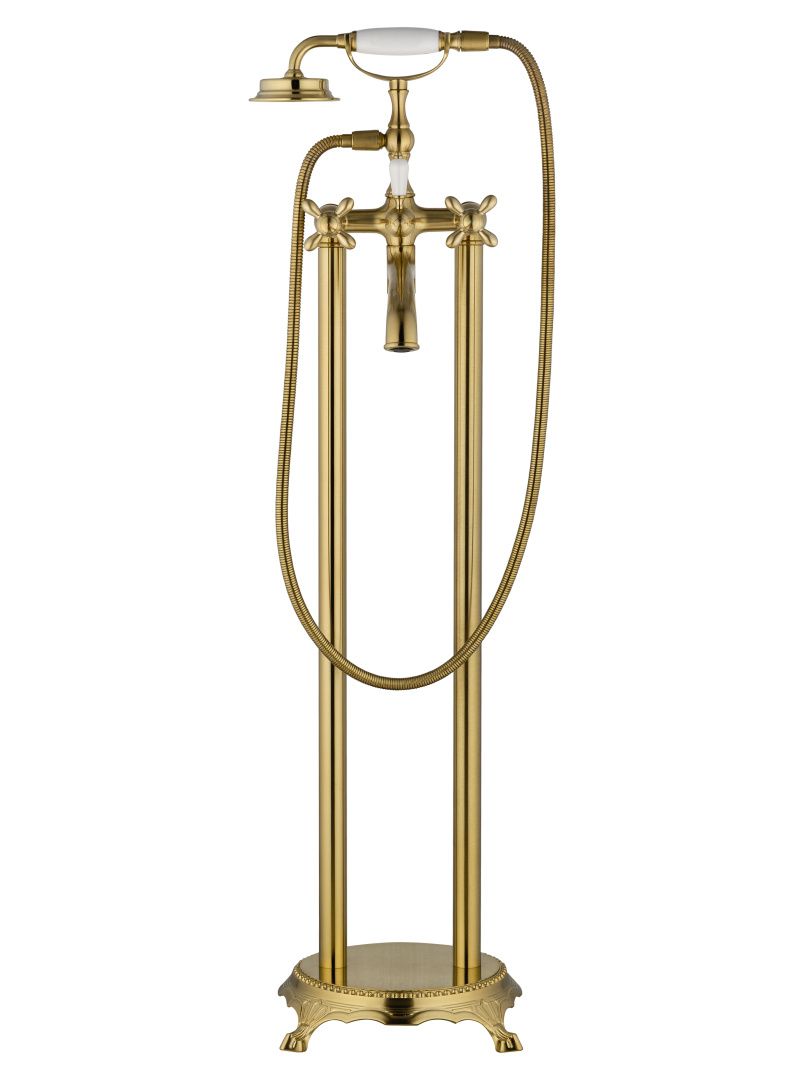 Приобрести смесители напольные для ванн и раковин wonzon & woghand retro, брашированное золото (ww-88649020-bg)