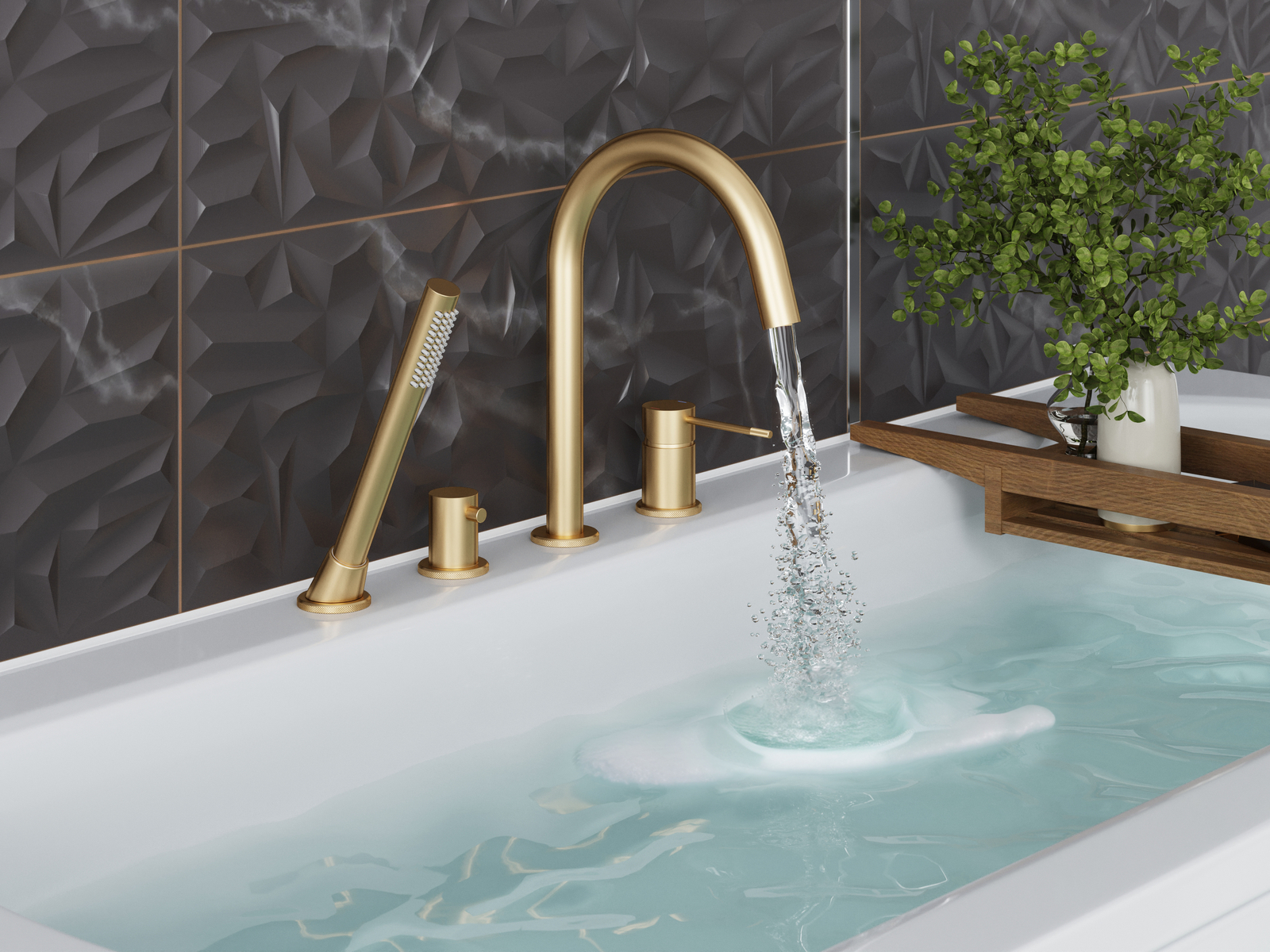 Приобрести смеситель для ванны с душем, врезной timo saona 2320/17y золото матовое