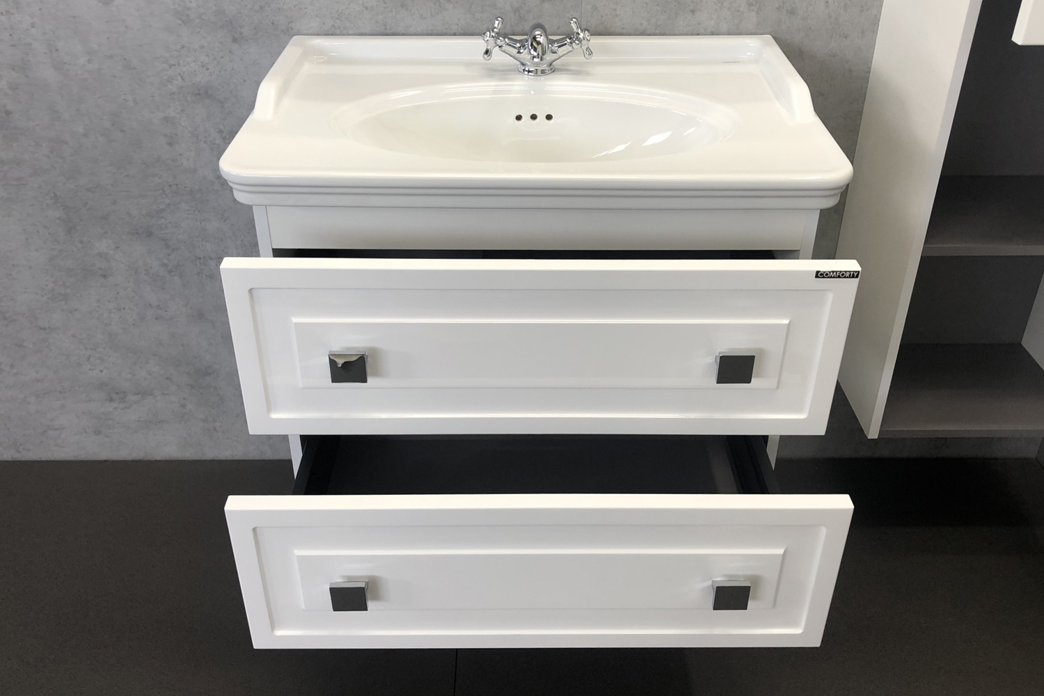 Приобрести сomforty тумба с раковиной "феррара-80" белый глянец