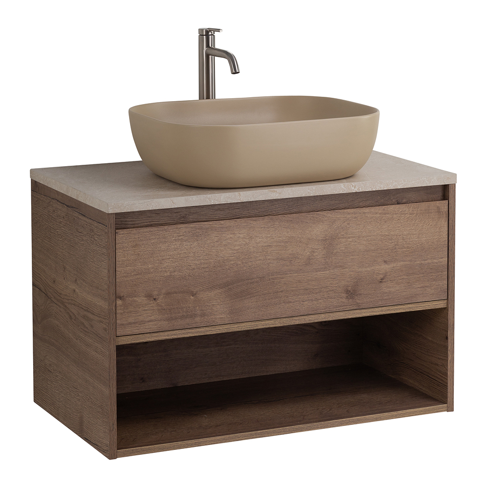 Приобрести belbagno тумба со столешницей kraft 100 см с ящиком и полкой, подвесная rovere tabacco