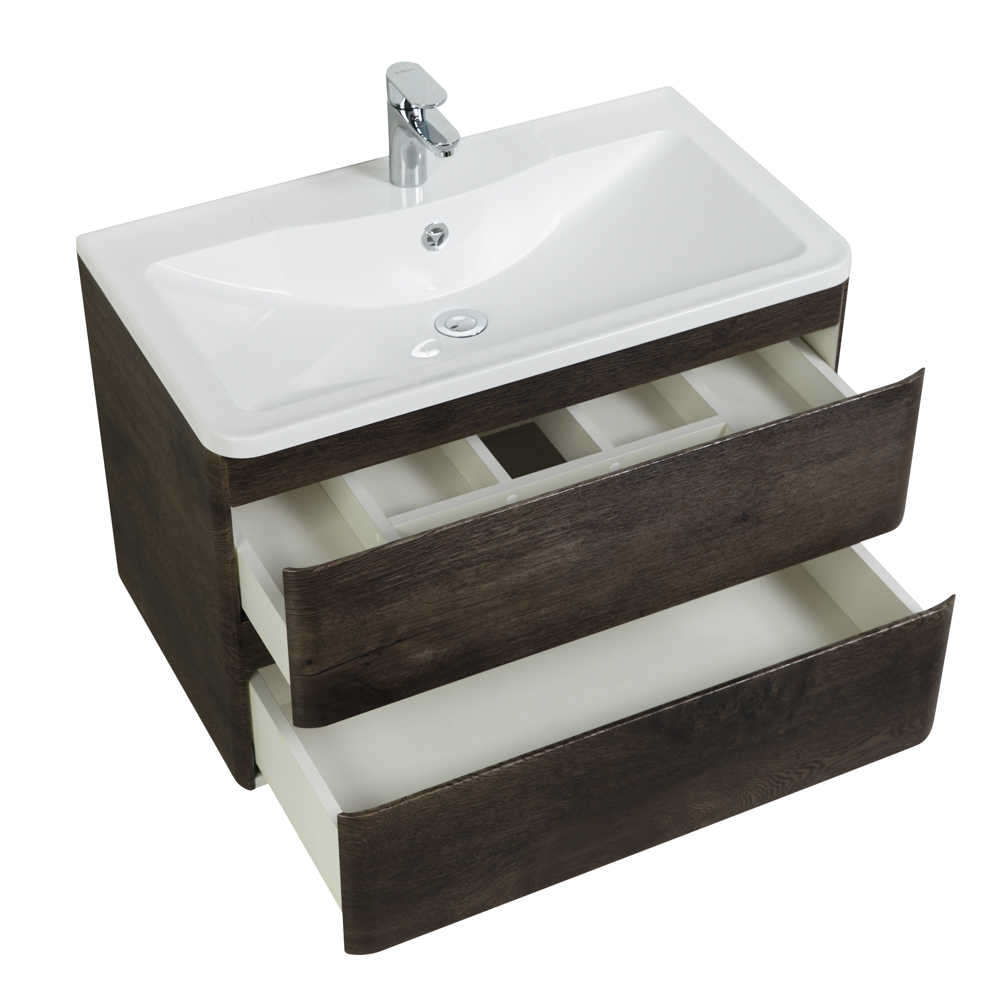 Приобрести belbagno тумба с раковиной albano 80 см, подвесная rovere nature grigio, белая раковина