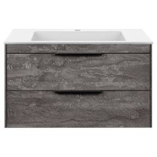 Vincea Тумба подвесная Chiara 80 см, серый камень с белой раковиной VMC-2C2800GS;VCB-13800W