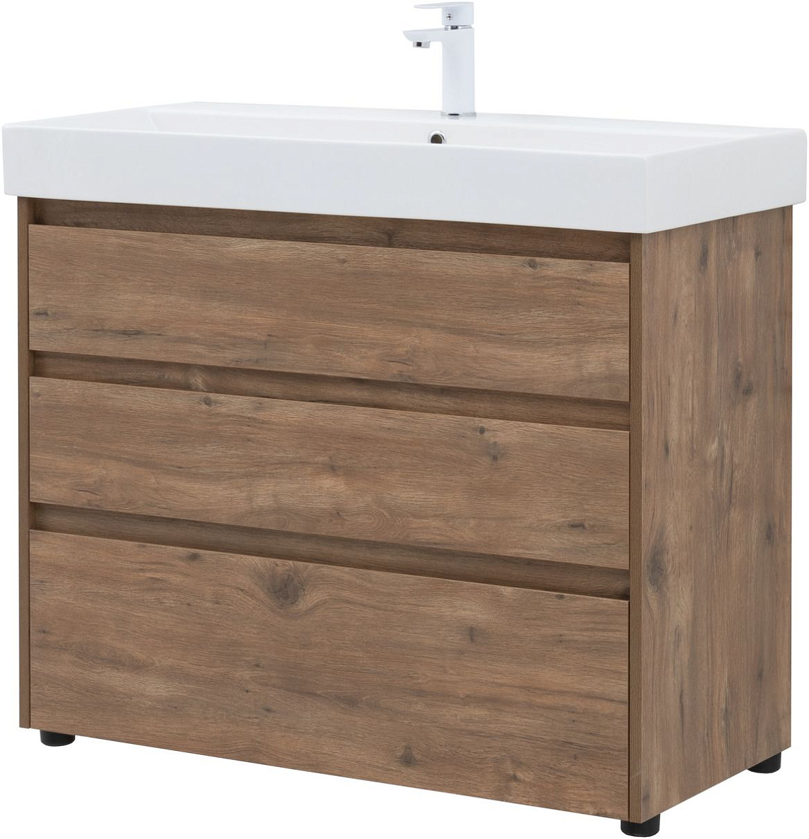 Приобрести aquanet тумба с раковиной nova lite 100 см, дуб рустикальный (3 ящика)