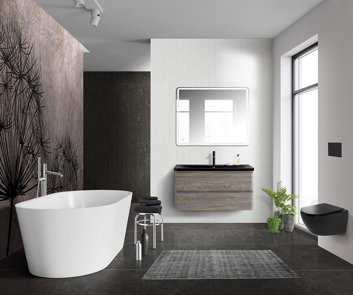 Приобрести belbagno тумба с раковиной albano 100 см, подвесная pino scania, чёрная раковина