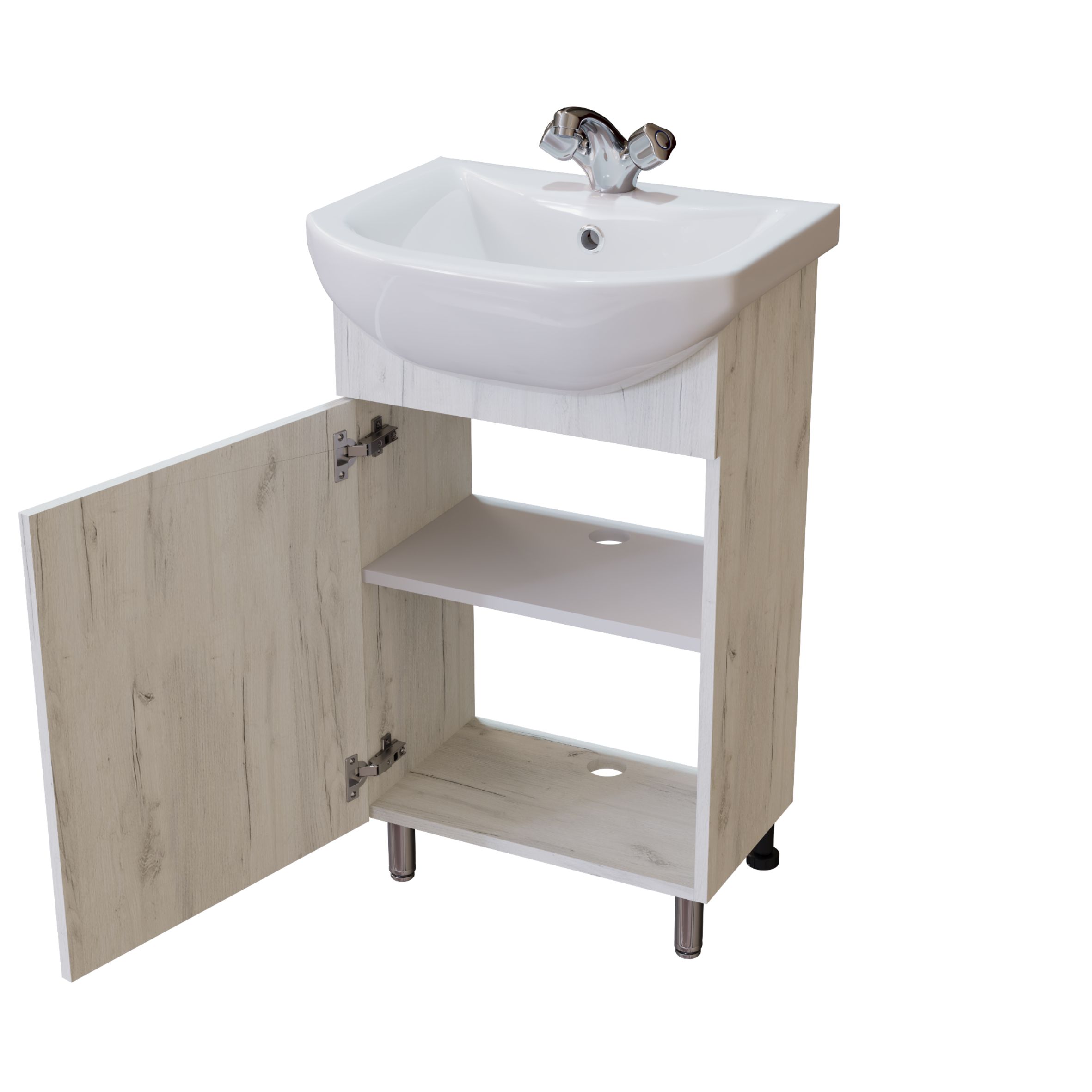 Приобрести mirsant тумба напольная nova grace 50 см с раковиной балтика-50, белый дуб ут000094606