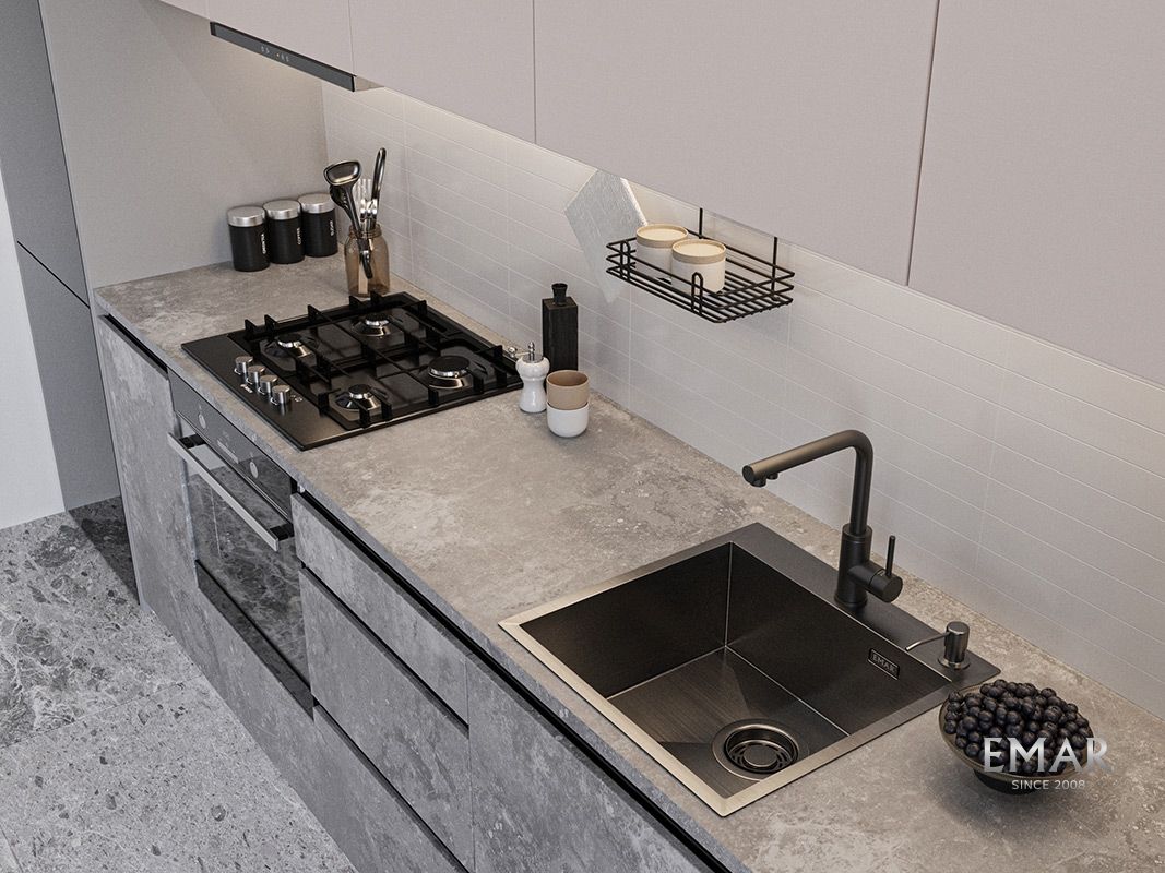 Приобрести emar кухонная мойка 50х50 см, графит emb-117a pvd nano dark