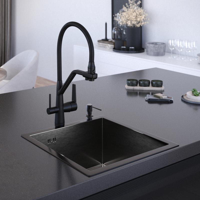 Приобрести gerhans кухонная мойка 44х44 см, под столешницу, графит