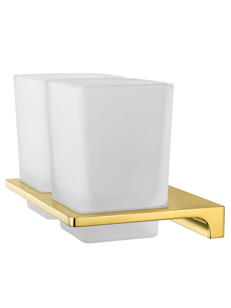 Приобрести два стакана для зубных щеток с держателем wonzon & woghand eclipse, глянцевое золото (ww-9128-lg)