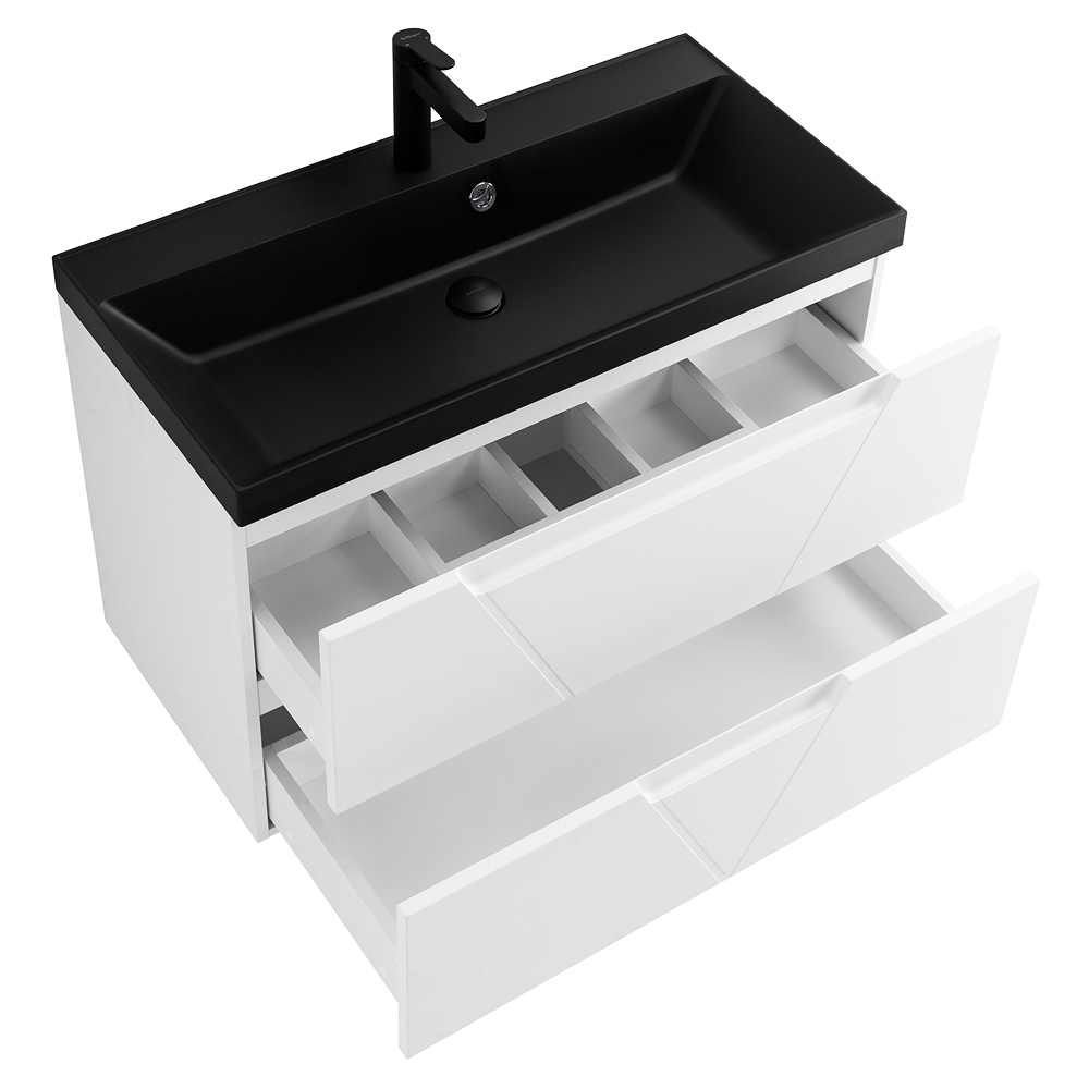 Приобрести belbagno тумба с раковиной vittoria 100 см, подвесная bianco lucido-p, чёрная раковина