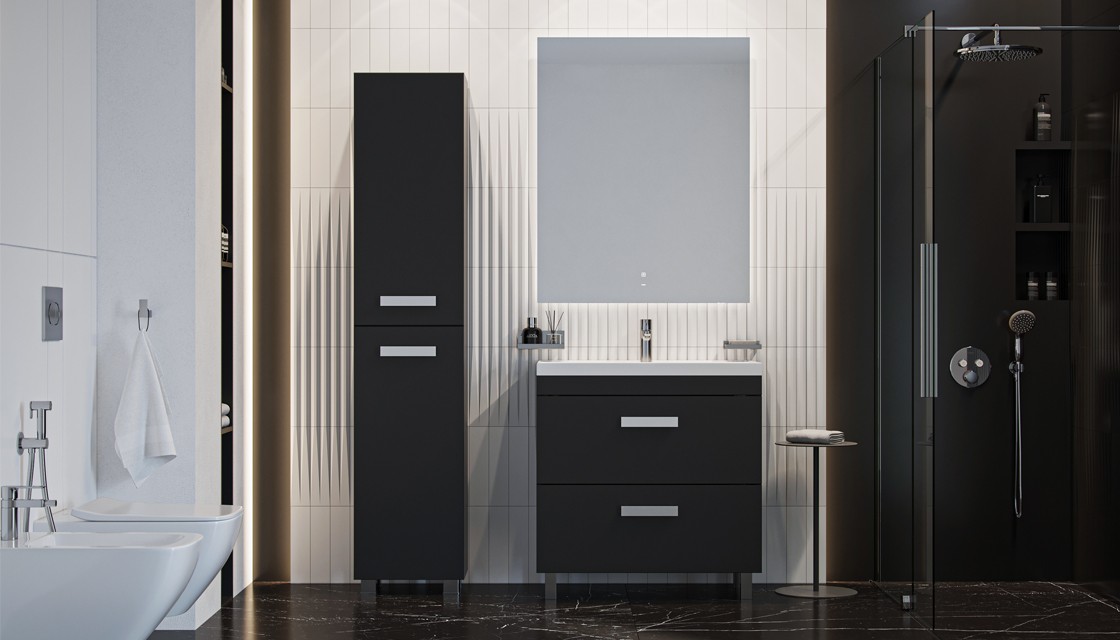 Приобрести пенал напольный velvex orlando 190 см, черный матовый, pnorl.190-232