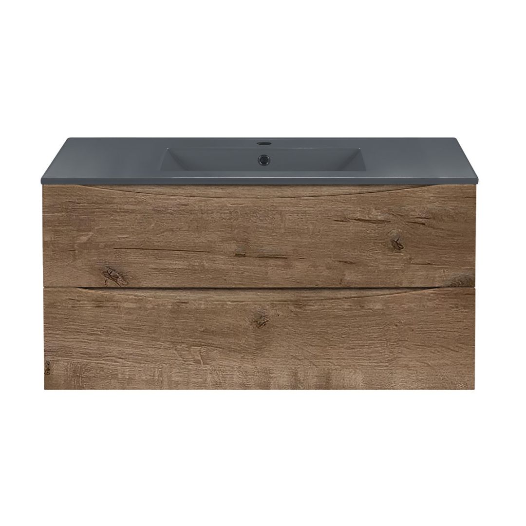 Приобрести vincea тумба подвесная mia 100 см, дуб винтаж с черной матовой раковиной vmc-2mc100vo;vbs-13100mb