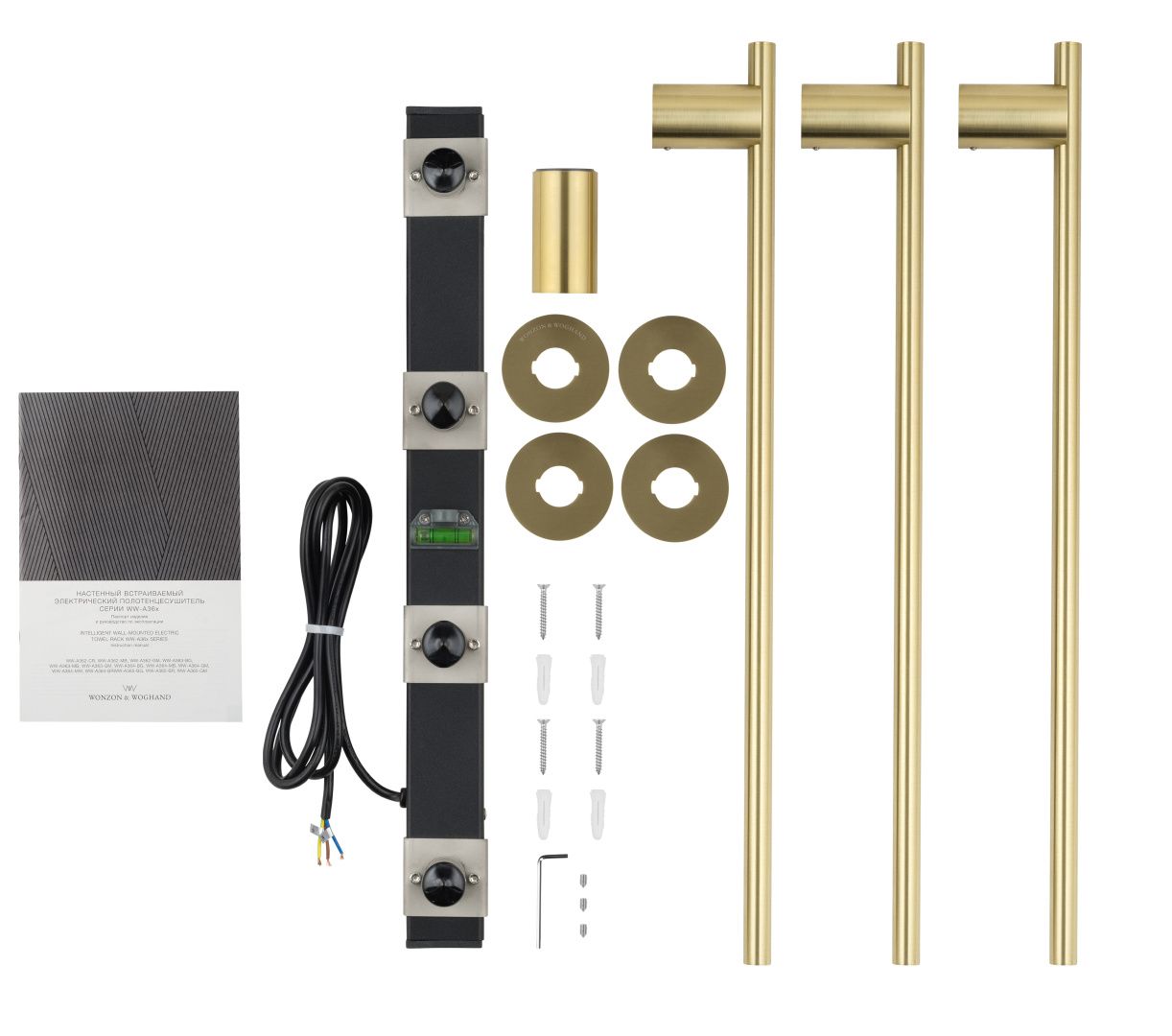 Приобрести полотенцесушитель электрический встраиваемый wonzon & woghand dortmund, брашированное золото (ww-a363-bg)