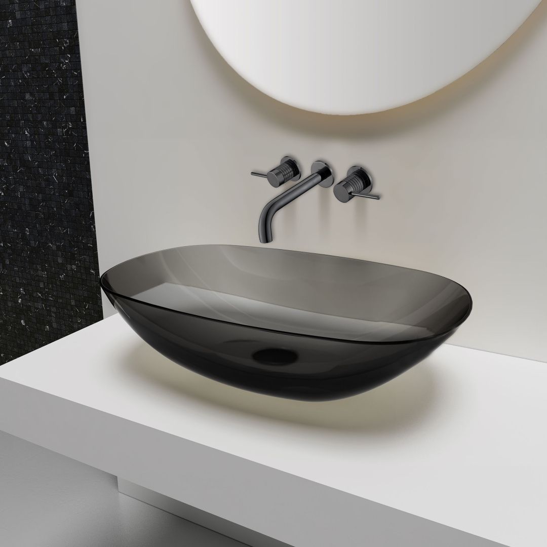 Приобрести vincea смеситель для раковины groove, настенный, оружейная сталь vbfw-4g1gm