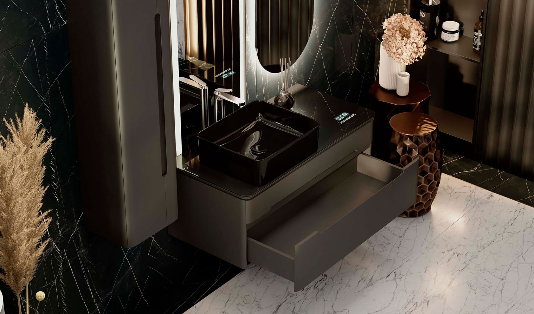 Приобрести jorno тумба подвесная shine 100 см со столешницей, bluetooth, антрацит