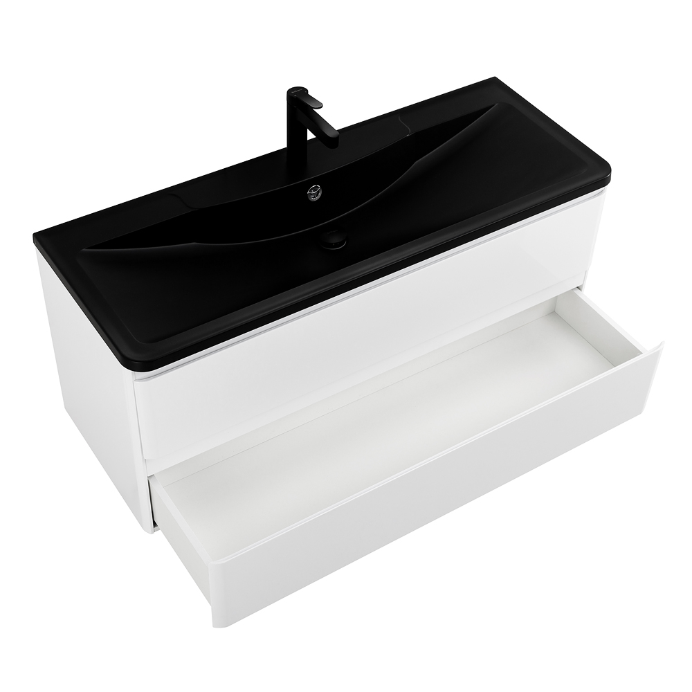 Приобрести belbagno тумба с раковиной albano 120 см, подвесная bianco lucido, чёрная раковина