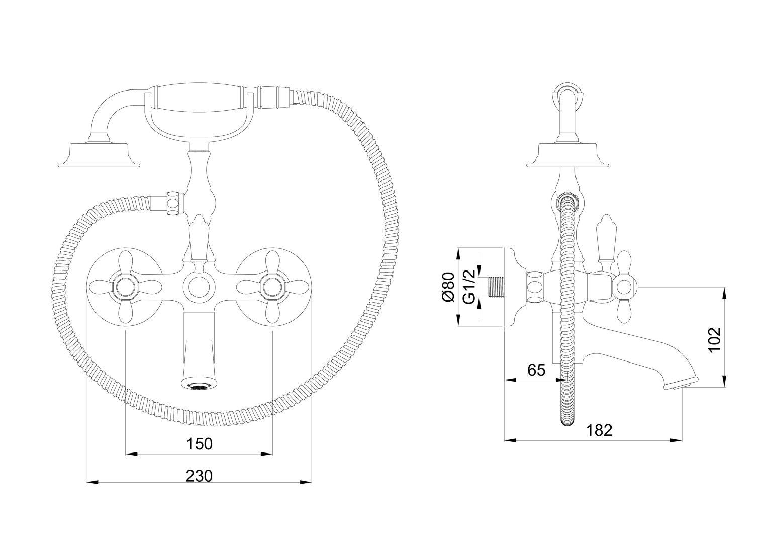 Приобрести смеситель для ванны с душем wonzon & woghand retro, брашированное золото (ww-88639020-bg)