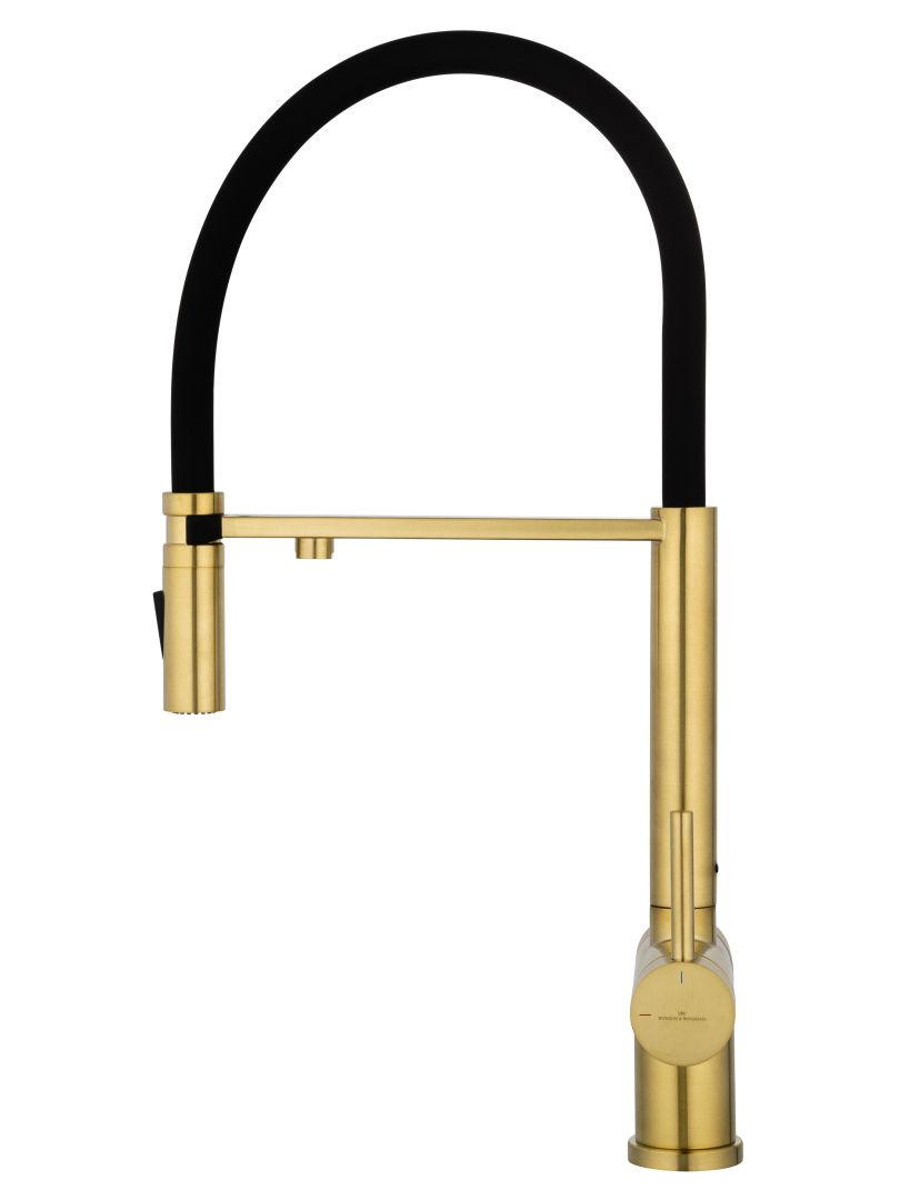 Приобрести смеситель для кухни с гибким изливом и подключением фильтра wonzon & woghand, брашированное золото (ww-88458009-bg)