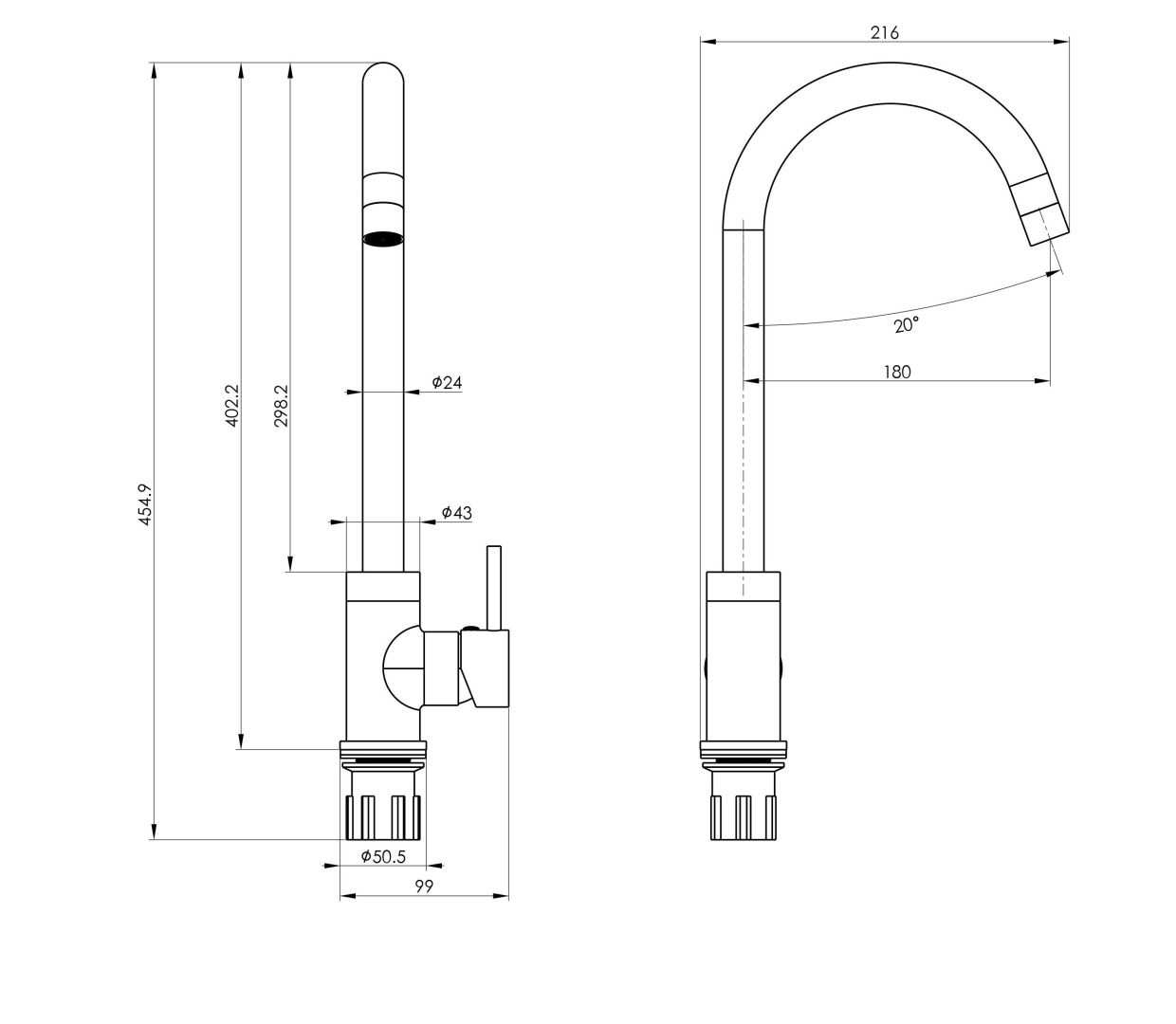 Приобрести смеситель для кухни wonzon & woghand, хром (ww-a21102-cr)