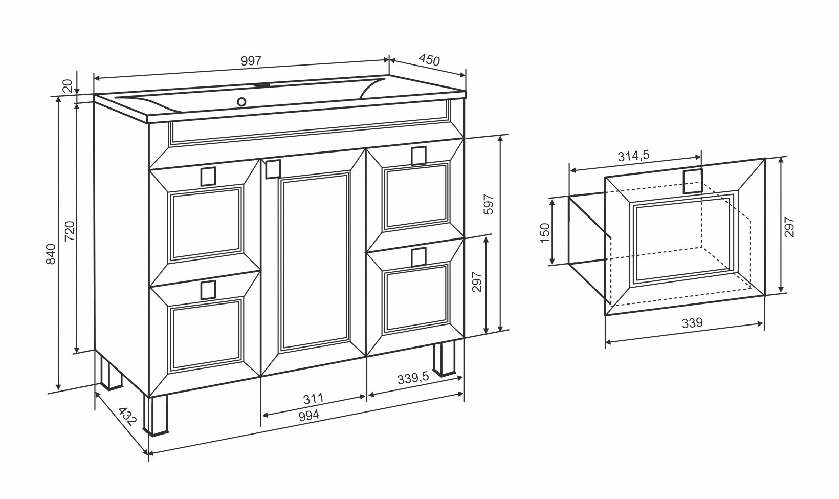 Приобрести aqua de marco тумба напольная с раковиной ostin 100см. 1 дверь 4 ящика