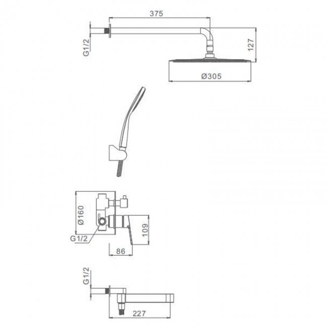 Приобрести gappo душевая система g7199-30, хром 30092