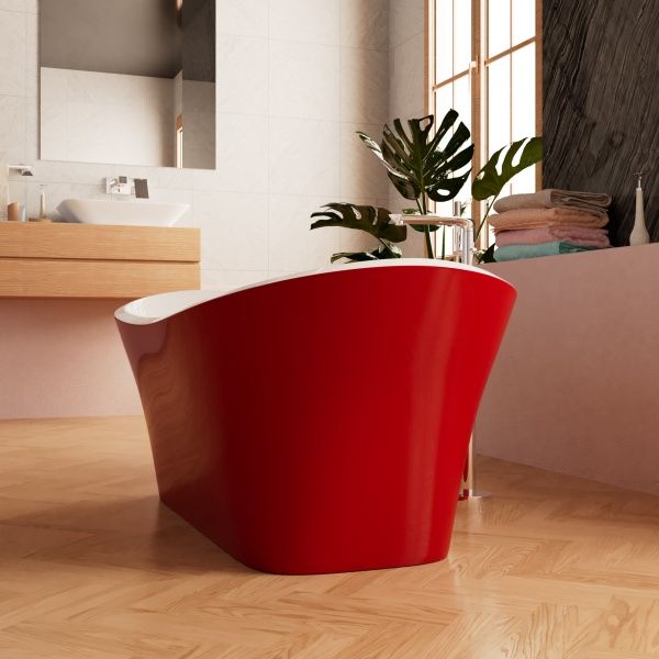 Приобрести frank акриловая ванна f6104 white/red 170х75 см, красная, отдельностоящая