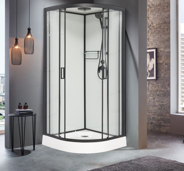 Приобрести frank душевая кабина f408 black, низкий поддон, полукруглая