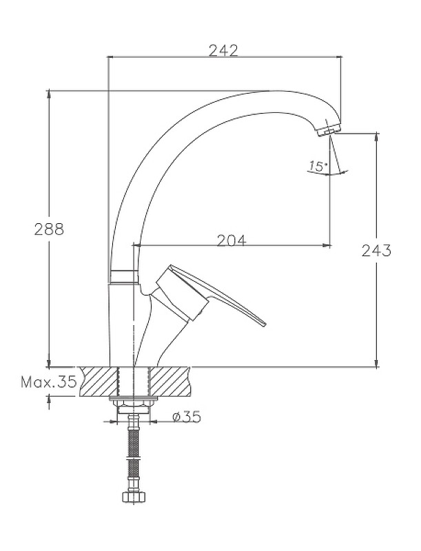 Приобрести haiba смеситель для кухни 288 мм, хром hb-4106-2