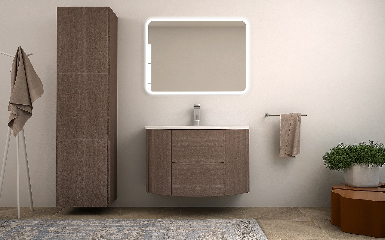 Приобрести cezares тумба подвесная с раковиной eden 91 см rovere scuro soft, коричневая 55070