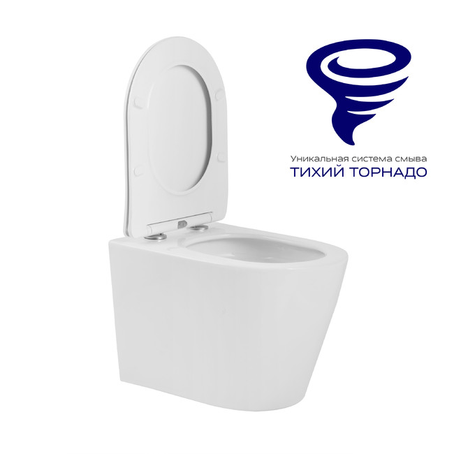 Приобрести briz унитаз подвесной rome безободковый, торнадо, сиденье дюропласт с микролифтом, белый